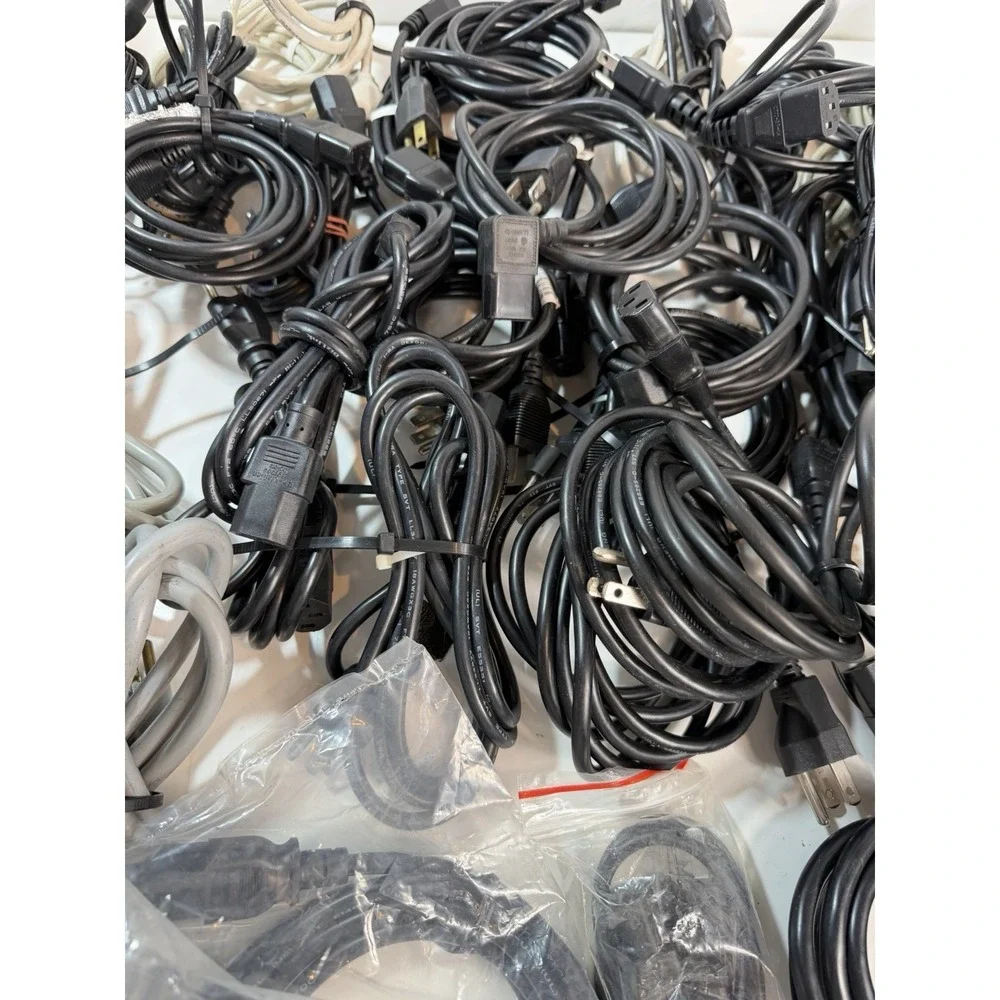 Lot of 45 3-Prong Standard PC Computer Monitor AC Power Cord Cable various size